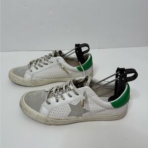 Golden Goose Women's White and Green Sneakers